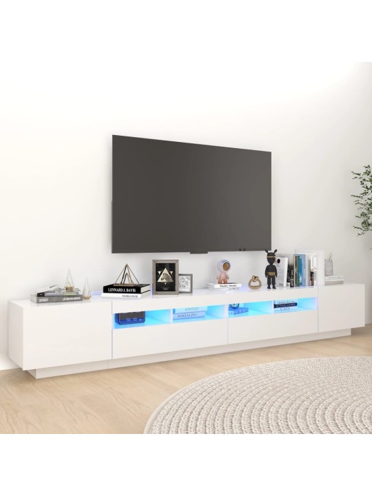 Tv skapītis ar led lampiņām, 260x35x40 cm, balts