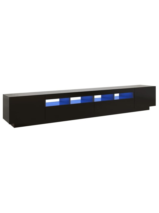Tv skapītis ar led lampiņām, 260x35x40 cm, melns