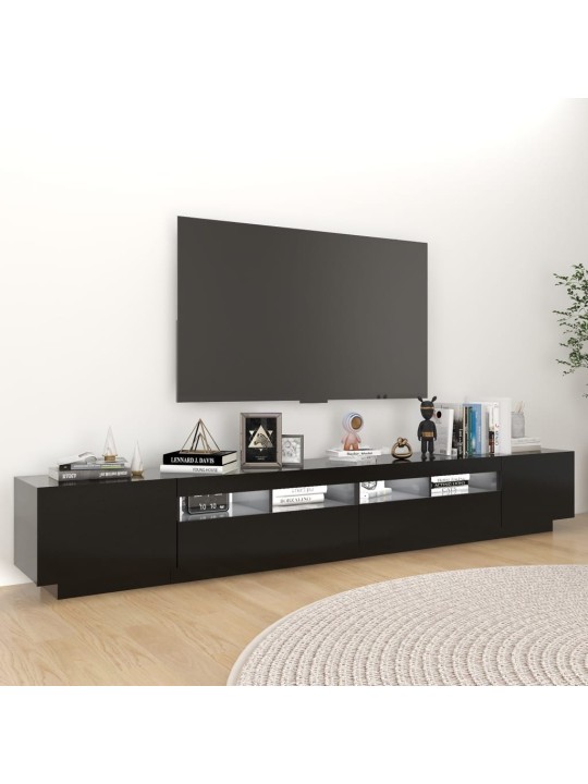 Tv skapītis ar led lampiņām, 260x35x40 cm, melns