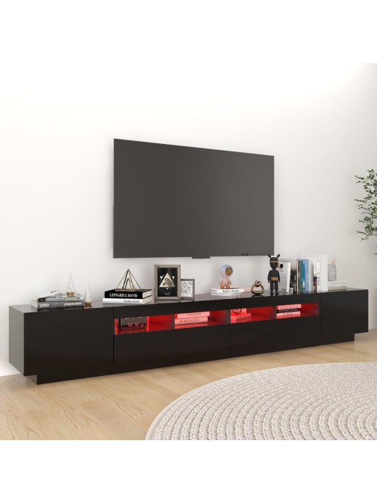 Tv skapītis ar led lampiņām, 260x35x40 cm, melns