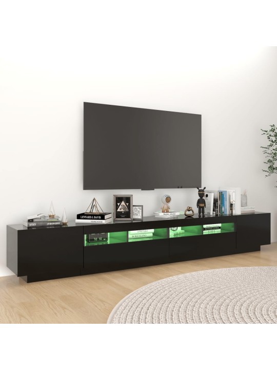 Tv skapītis ar led lampiņām, 260x35x40 cm, melns