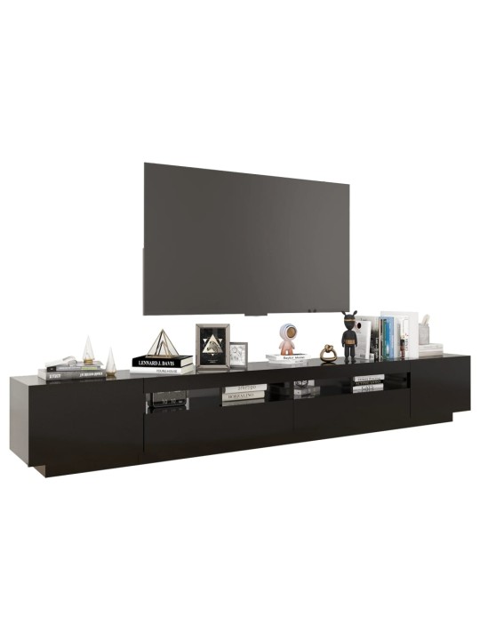Tv skapītis ar led lampiņām, 260x35x40 cm, melns