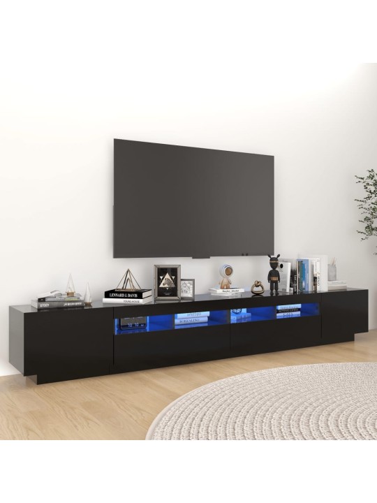 Tv skapītis ar led lampiņām, 260x35x40 cm, melns