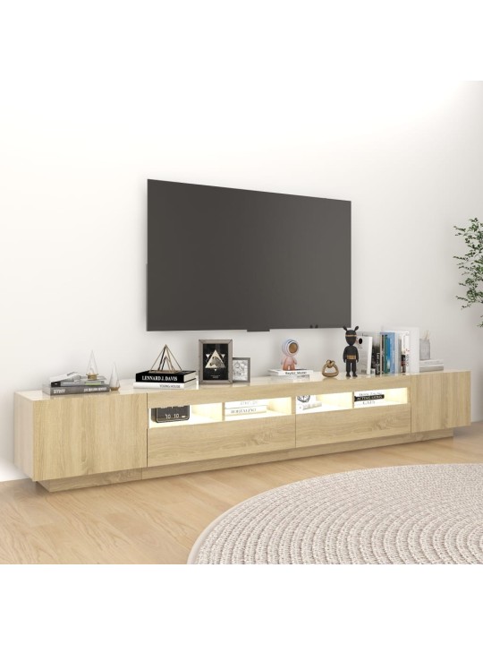 Tv skapītis ar led lampiņām, 260x35x40 cm, ozolkoka krāsa