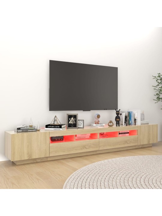Tv skapītis ar led lampiņām, 260x35x40 cm, ozolkoka krāsa