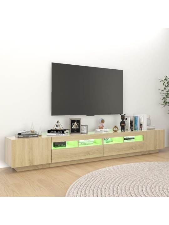 Tv skapītis ar led lampiņām, 260x35x40 cm, ozolkoka krāsa