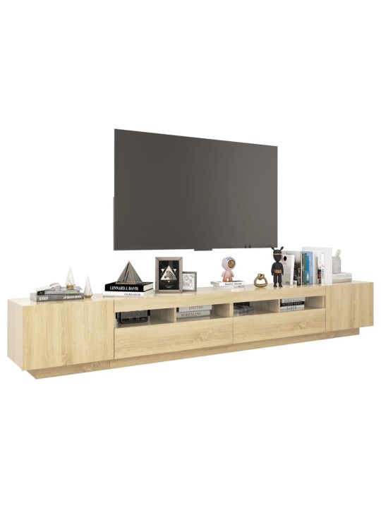 Tv skapītis ar led lampiņām, 260x35x40 cm, ozolkoka krāsa