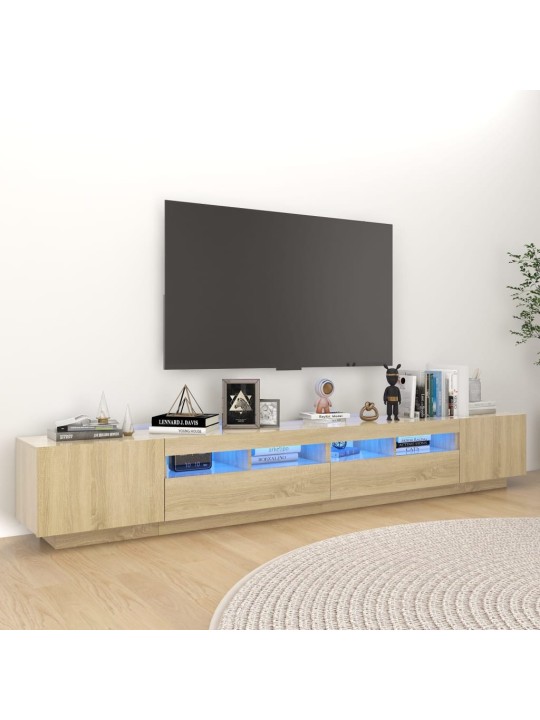 Tv skapītis ar led lampiņām, 260x35x40 cm, ozolkoka krāsa