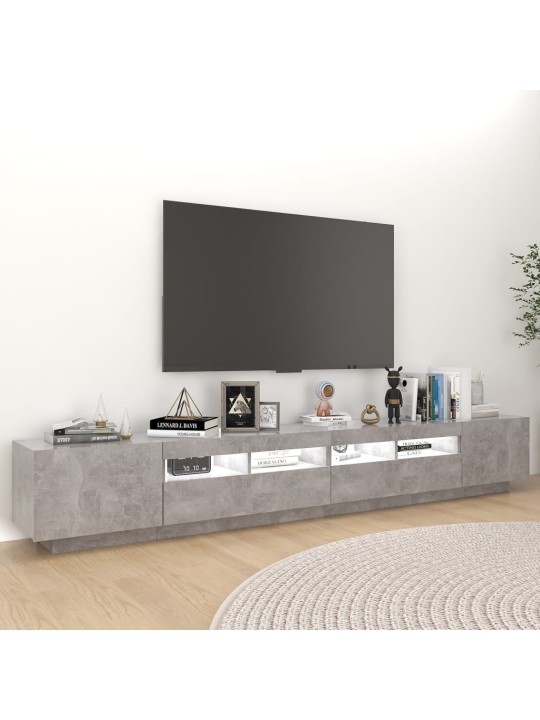 Tv skapītis ar led lampiņām, 260x35x40 cm, betona pelēks