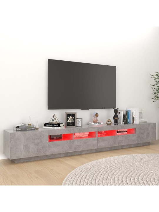 Tv skapītis ar led lampiņām, 260x35x40 cm, betona pelēks