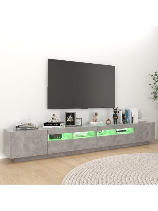 Tv skapītis ar led lampiņām, 260x35x40 cm, betona pelēks