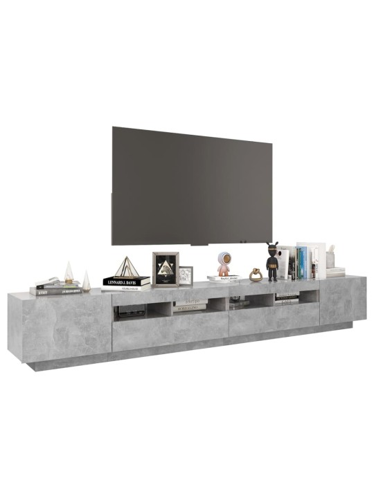 Tv skapītis ar led lampiņām, 260x35x40 cm, betona pelēks