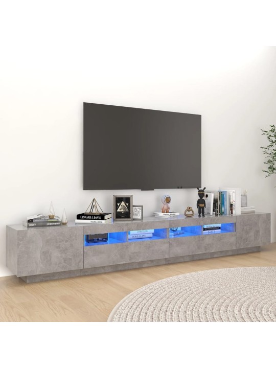 Tv skapītis ar led lampiņām, 260x35x40 cm, betona pelēks