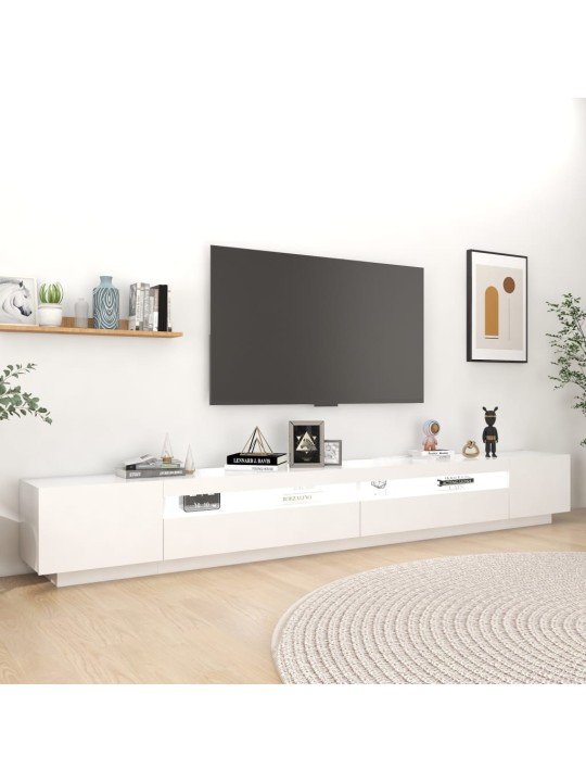 Tv skapītis ar led lampiņām, 300x35x40 cm, balts