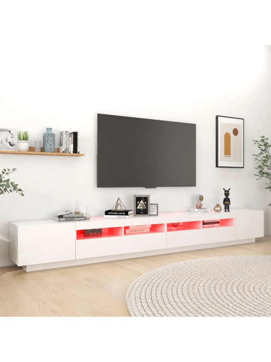 Tv skapītis ar led lampiņām, 300x35x40 cm, balts