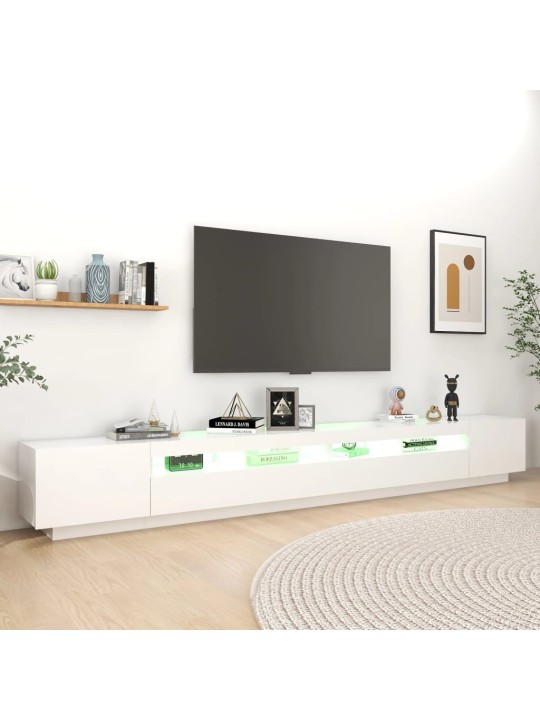 Tv skapītis ar led lampiņām, 300x35x40 cm, balts