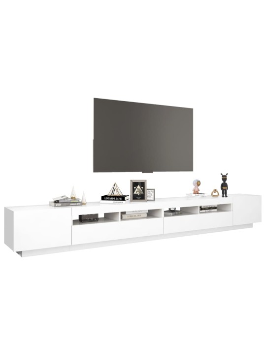 Tv skapītis ar led lampiņām, 300x35x40 cm, balts