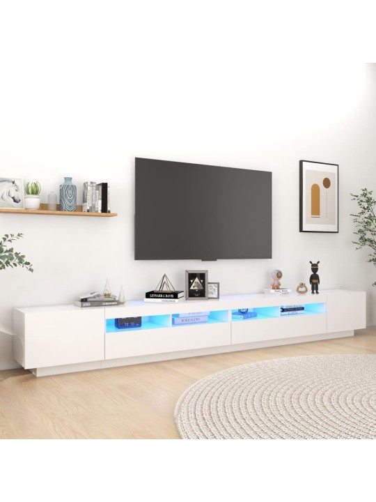 Tv skapītis ar led lampiņām, 300x35x40 cm, balts