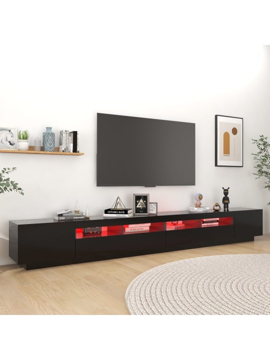 Tv skapītis ar led lampiņām, 300x35x40 cm, melns