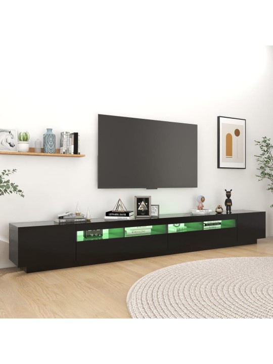 Tv skapītis ar led lampiņām, 300x35x40 cm, melns