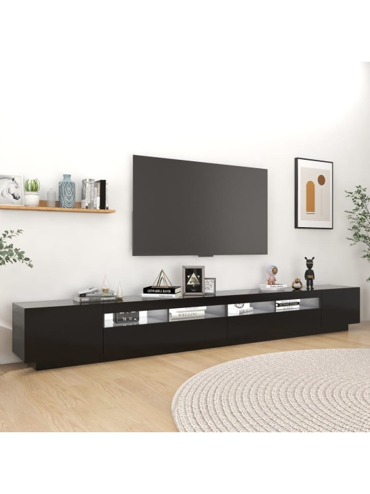 Tv skapītis ar led lampiņām, 300x35x40 cm, melns
