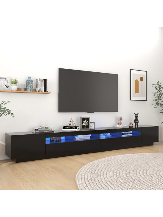 Tv skapītis ar led lampiņām, 300x35x40 cm, melns