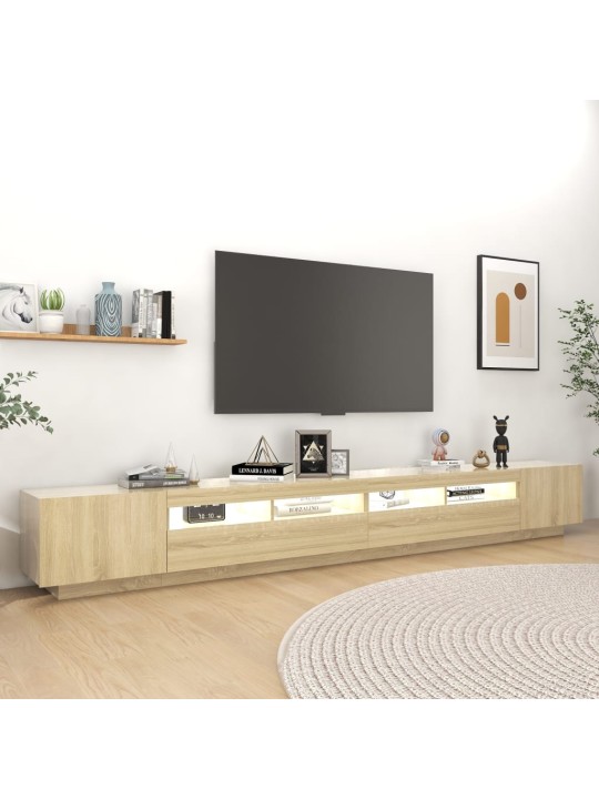 Tv skapītis ar led lampiņām, 300x35x40 cm, ozolkoka krāsa