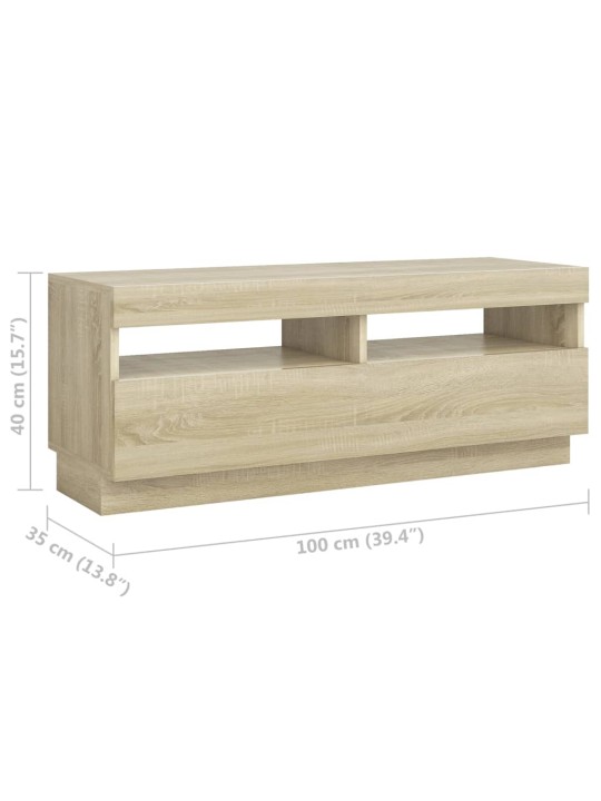 Tv skapītis ar led lampiņām, 300x35x40 cm, ozolkoka krāsa