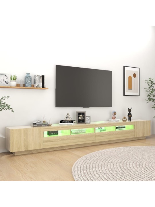 Tv skapītis ar led lampiņām, 300x35x40 cm, ozolkoka krāsa