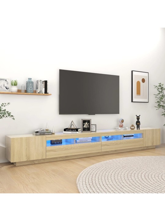 Tv skapītis ar led lampiņām, 300x35x40 cm, ozolkoka krāsa