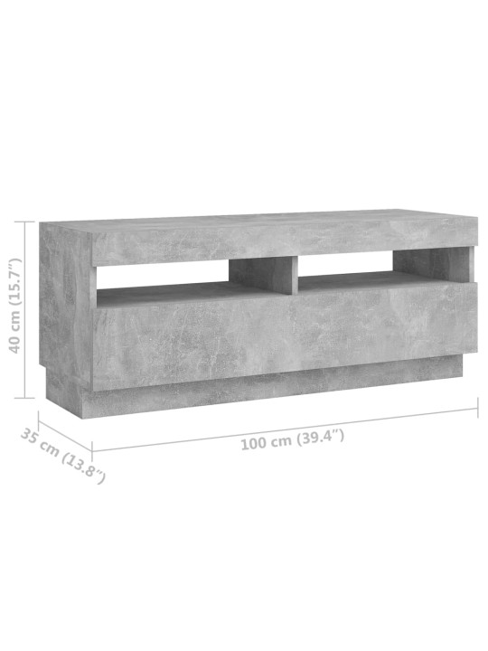 Tv skapītis ar led lampiņām, 300x35x40 cm, betona pelēks