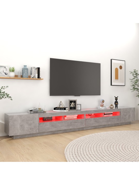 Tv skapītis ar led lampiņām, 300x35x40 cm, betona pelēks