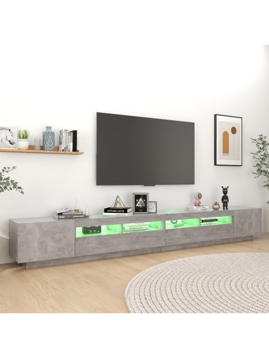 Tv skapītis ar led lampiņām, 300x35x40 cm, betona pelēks