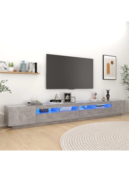 Tv skapītis ar led lampiņām, 300x35x40 cm, betona pelēks