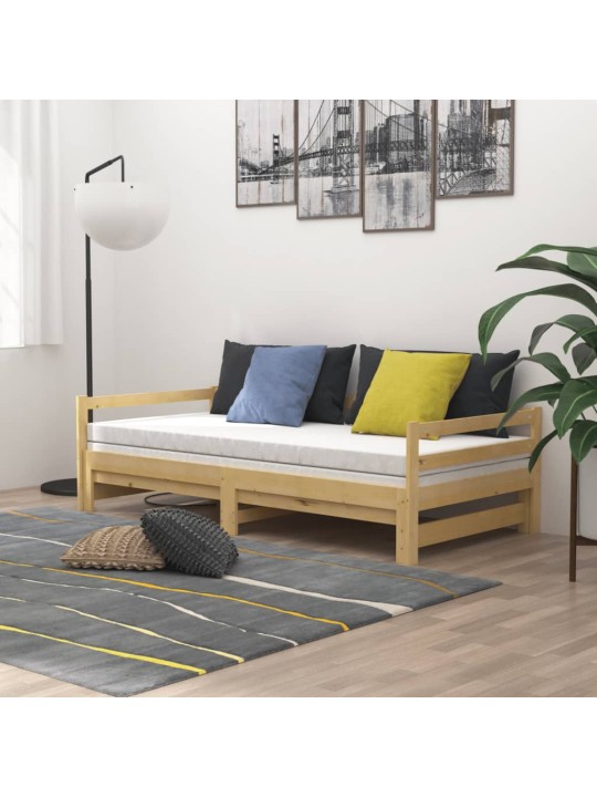 Izvelkama gulta, priedes masīvkoks, 2x(90x200) cm