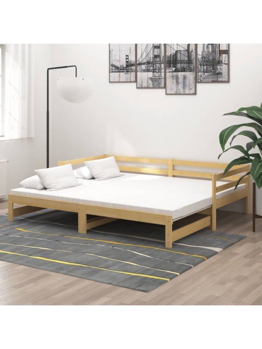 Izvelkama gulta, priedes masīvkoks, 2x(90x200) cm