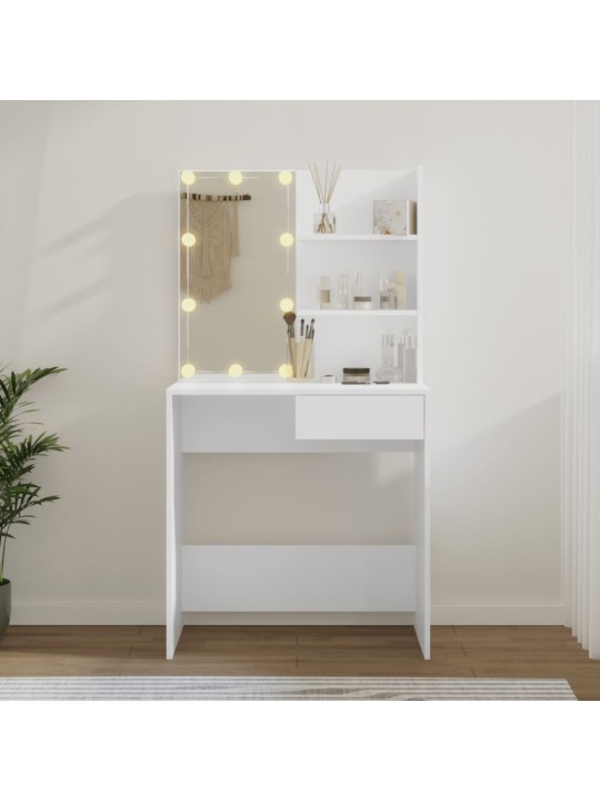 Spoguļgaldiņš ar led, balts, 74,5x40x141 cm