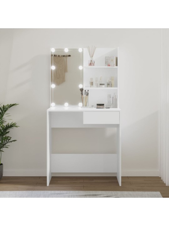 Spoguļgaldiņš ar led, balts, 74,5x40x141 cm