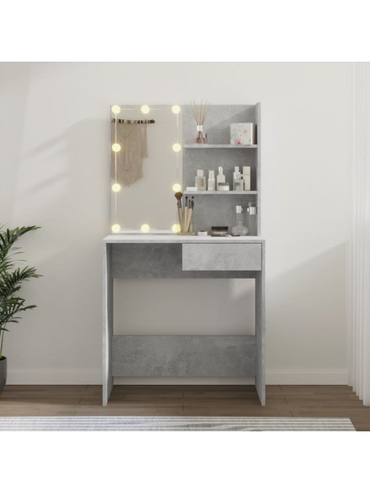 Spoguļgaldiņš ar led, betona pelēks, 74,5x40x141 cm