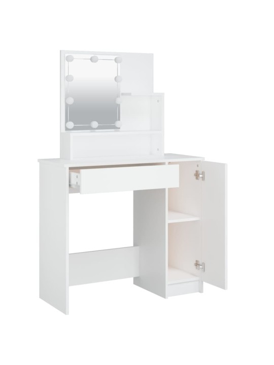 Spoguļgaldiņš ar led, balts, 86,5x35x136 cm