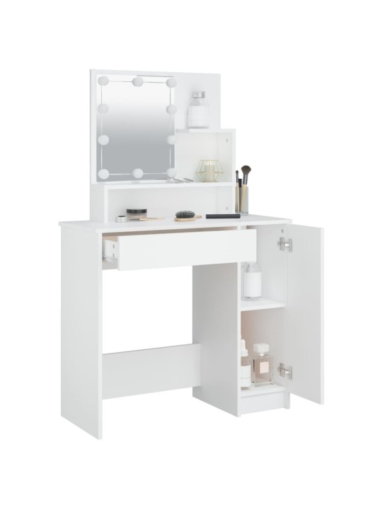 Spoguļgaldiņš ar led, balts, 86,5x35x136 cm
