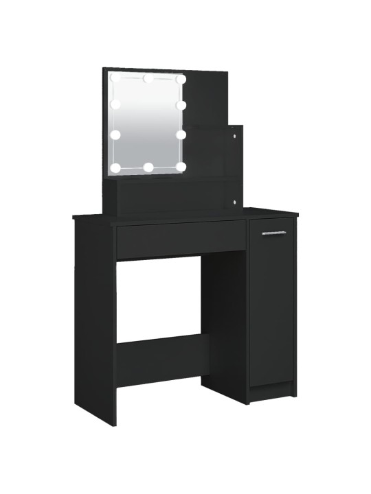Spoguļgaldiņš ar led, 86,5x35x136 cm, melns