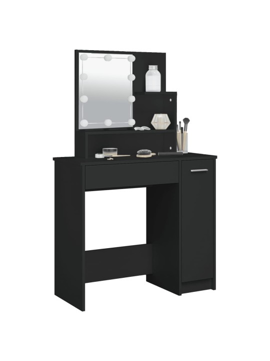 Spoguļgaldiņš ar led, 86,5x35x136 cm, melns