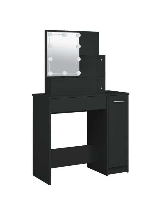Spoguļgaldiņš ar led, 86,5x35x136 cm, melns
