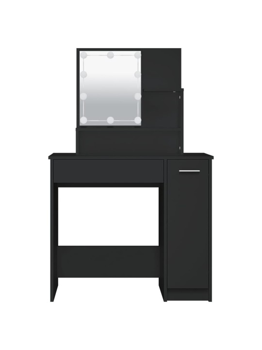 Spoguļgaldiņš ar led, 86,5x35x136 cm, melns