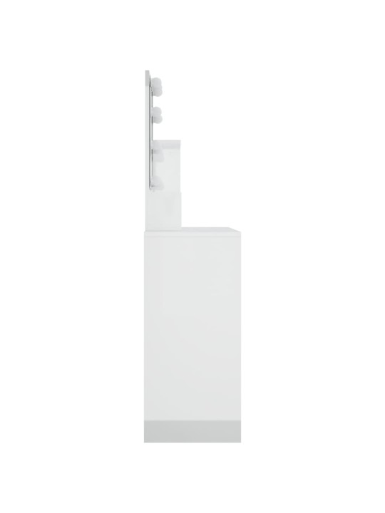 Spoguļgaldiņš ar led, spīdīgi balts, 86,5x35x136 cm