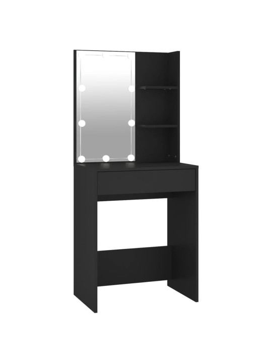 Spoguļgaldiņš ar led, 60x40x140 cm, melns