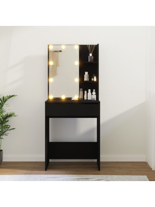 Spoguļgaldiņš ar led, 60x40x140 cm, melns
