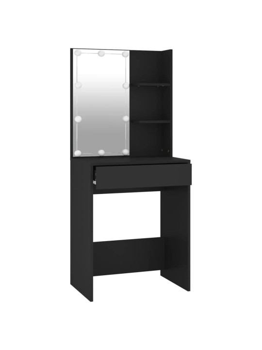 Spoguļgaldiņš ar led, 60x40x140 cm, melns