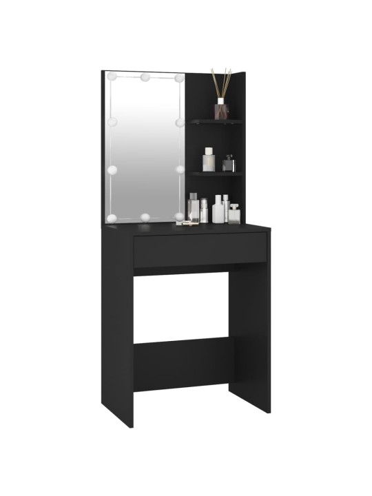 Spoguļgaldiņš ar led, 60x40x140 cm, melns